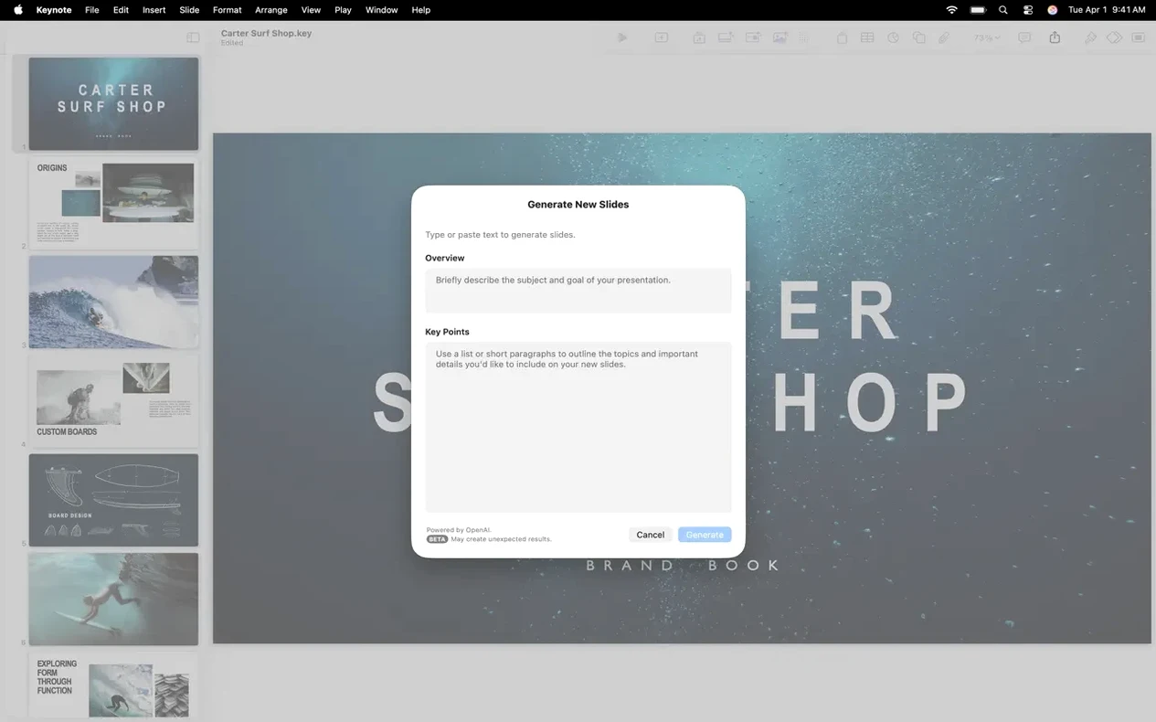 Apple Keynote — closer look 3 Apple Keynote view 3 on macOS