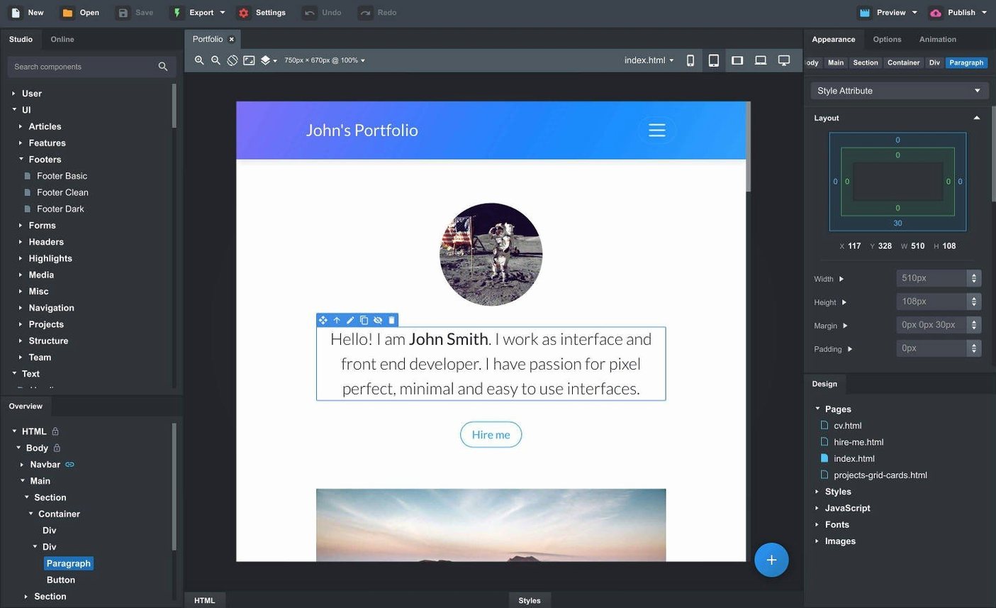 Bootstrap Studio showcase 1 bootstrap studio mac, main view
