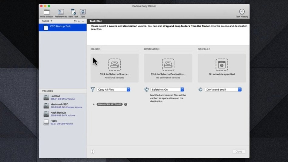 Carbon Copy Cloner showcase 1 carbon copy cloner mac download, main view