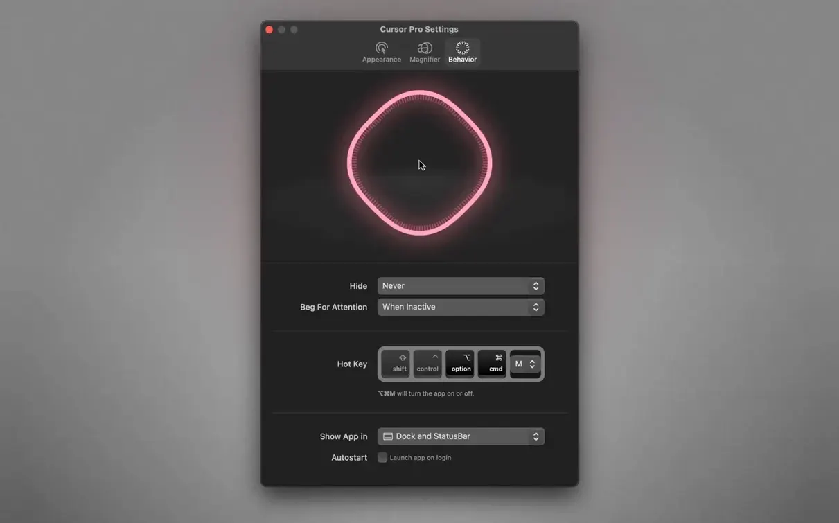 Cursor Pro — closer look 2 Cursor Pro view 2 on macOS