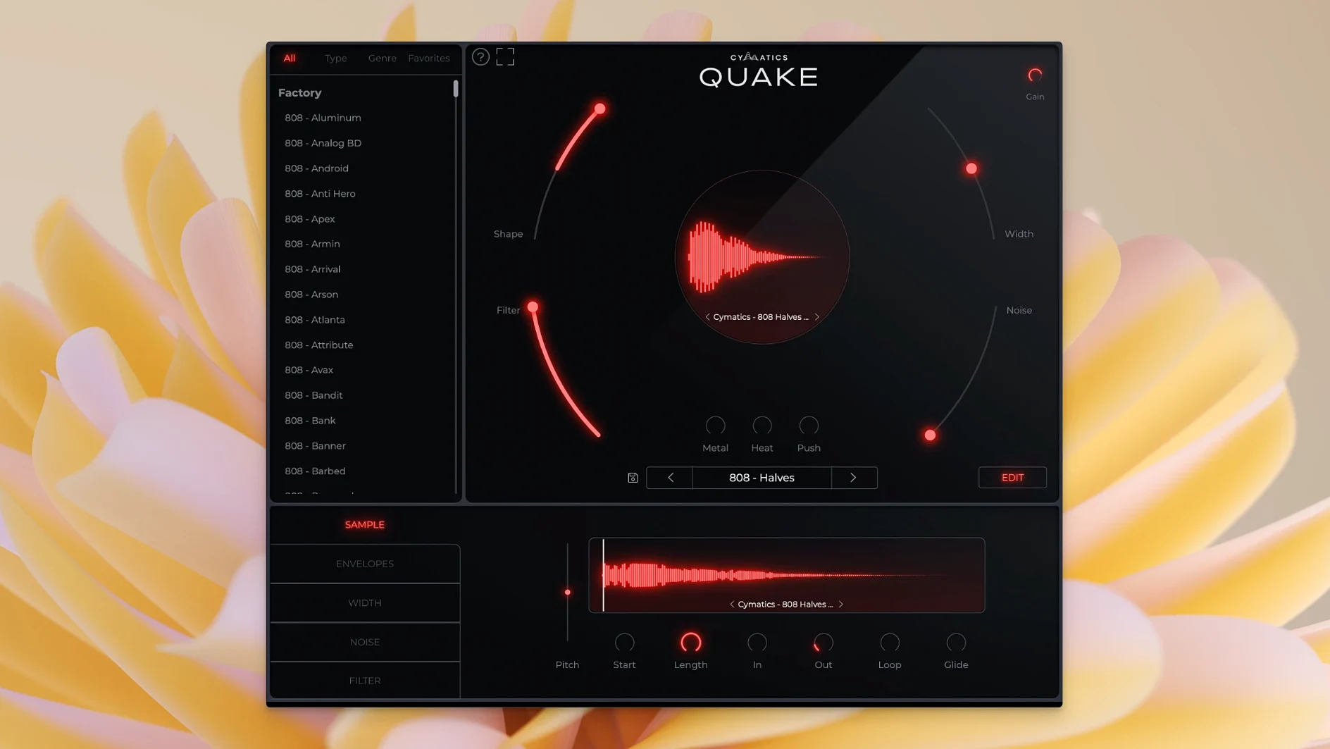 Cymatics QUAKE — closer look 1 quake bass plugin, main view