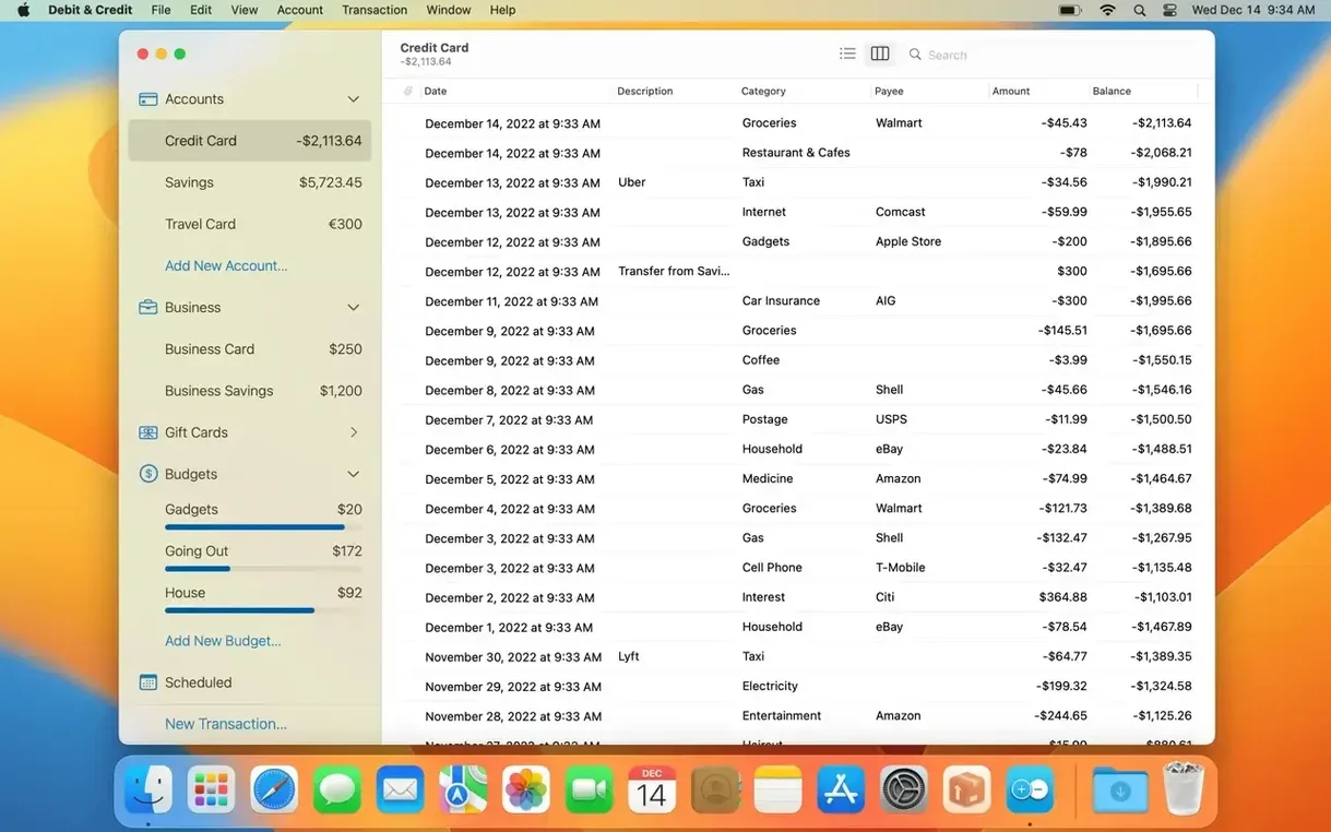 Debit & Credit Premium — closer look 3 Debit & Credit Premium view 3 on macOS