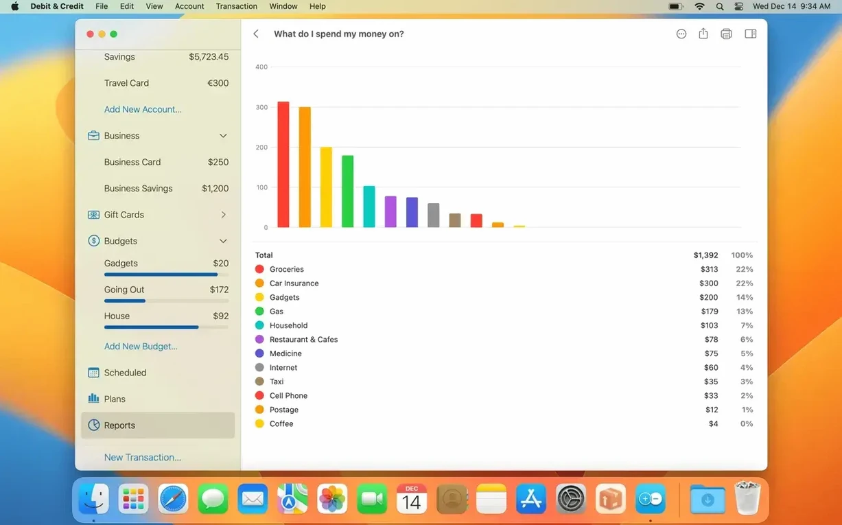 Debit & Credit Premium — closer look 4 Debit & Credit Premium view 4 on macOS