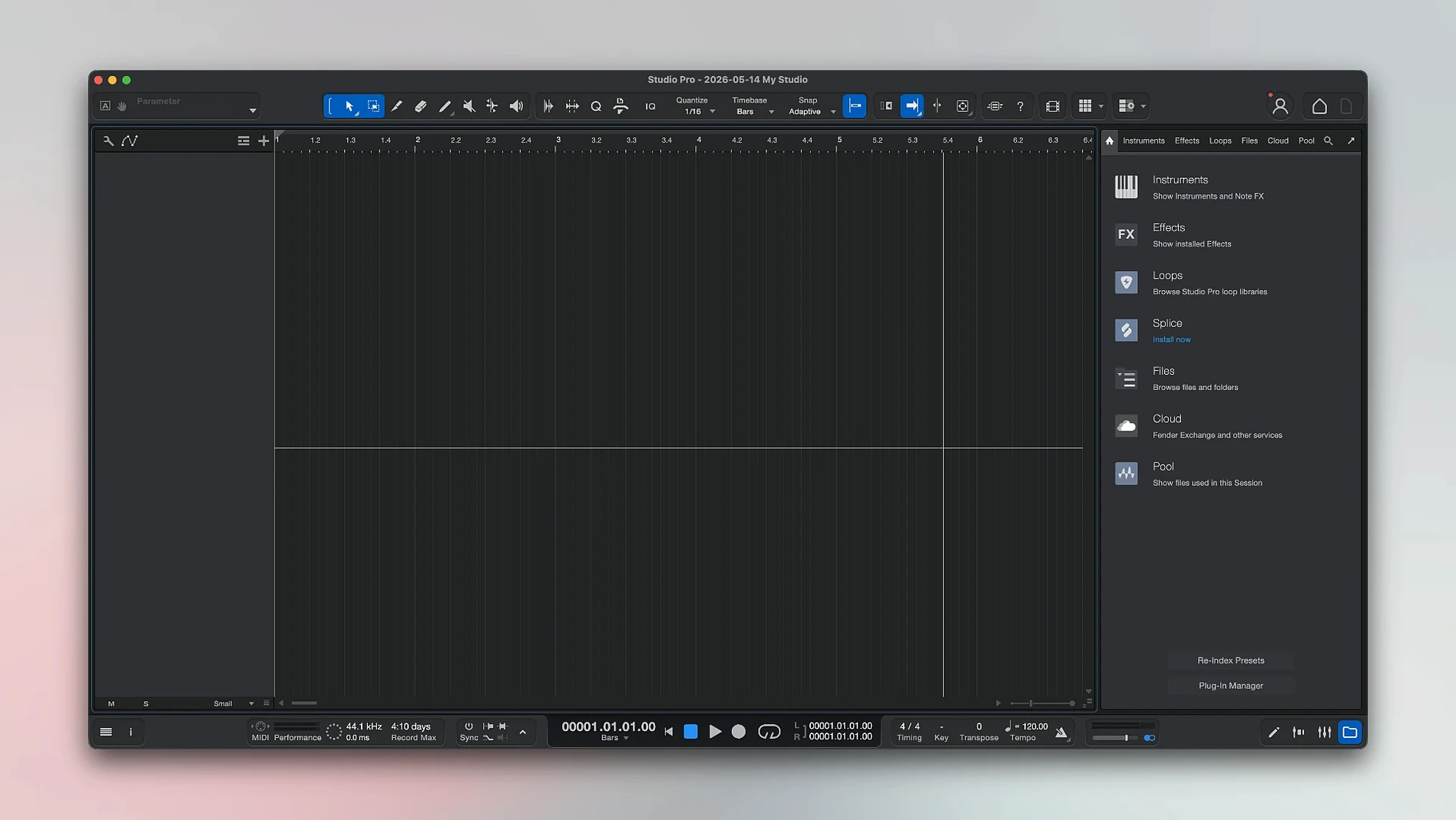 Fender Studio Pro — closer look 2 Fender Studio Pro view 2 on macOS