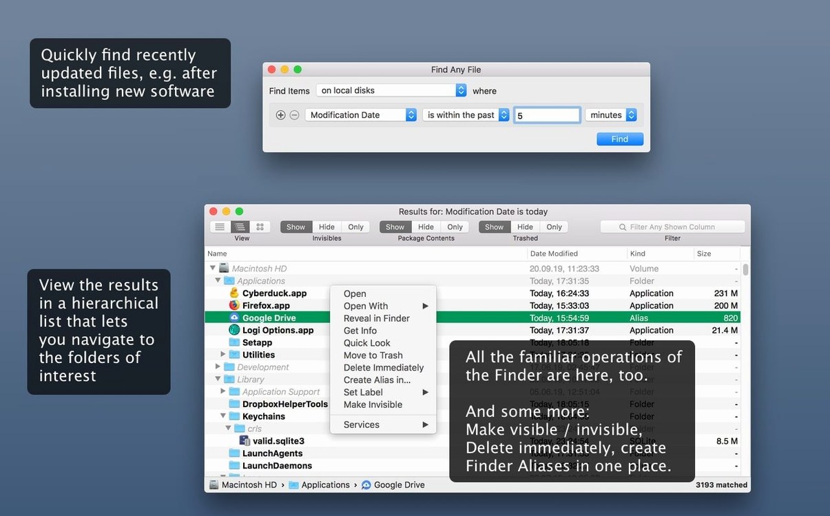Find Any File — closer look 2 Find Any File view 2 on macOS
