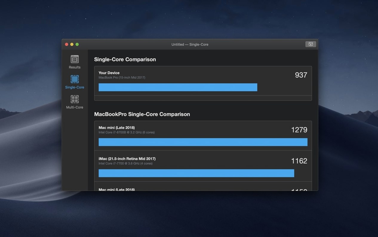 Geekbench 7 — closer look 3 Geekbench 7 view 3 on macOS