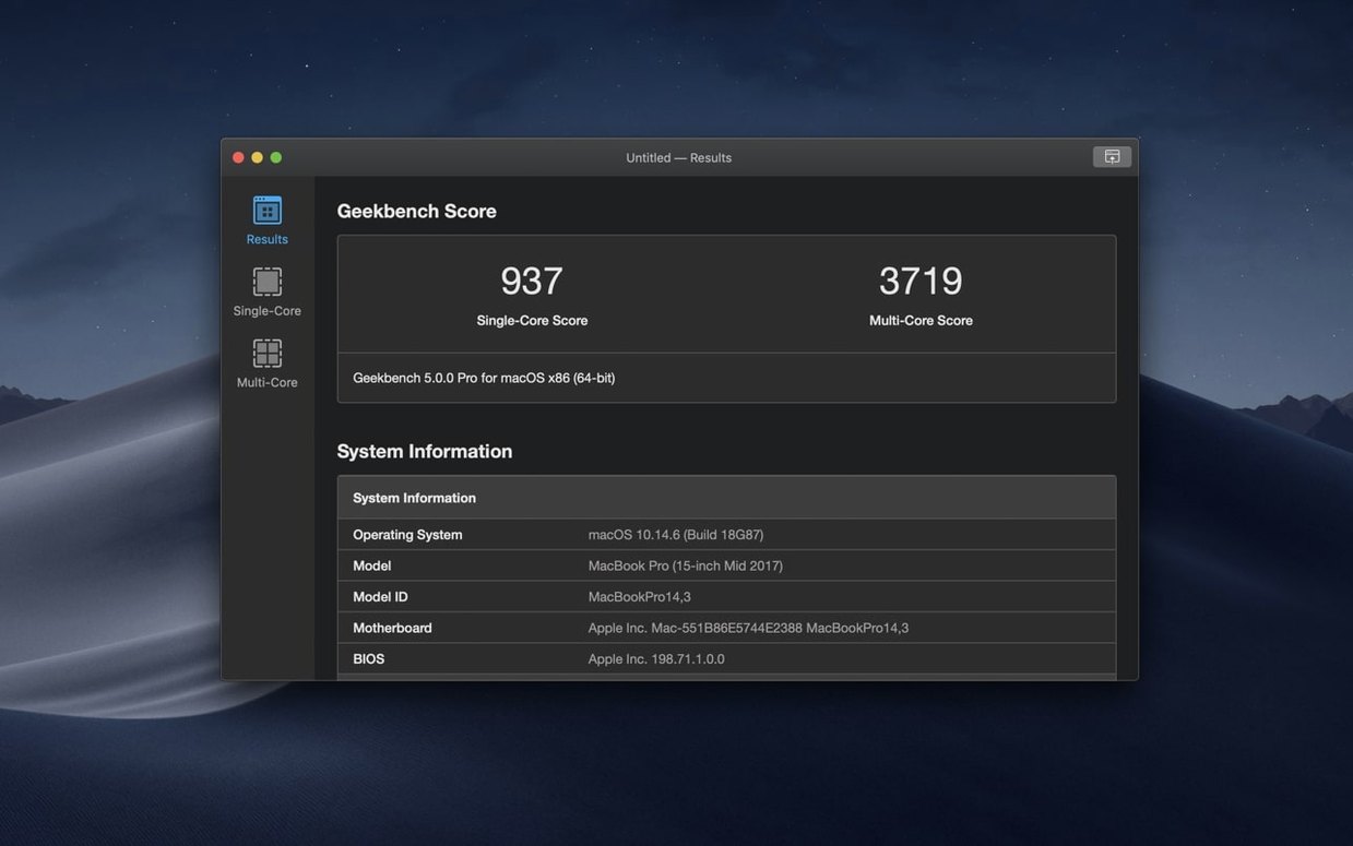 Geekbench 7 — closer look 4 Geekbench 7 view 4 on macOS