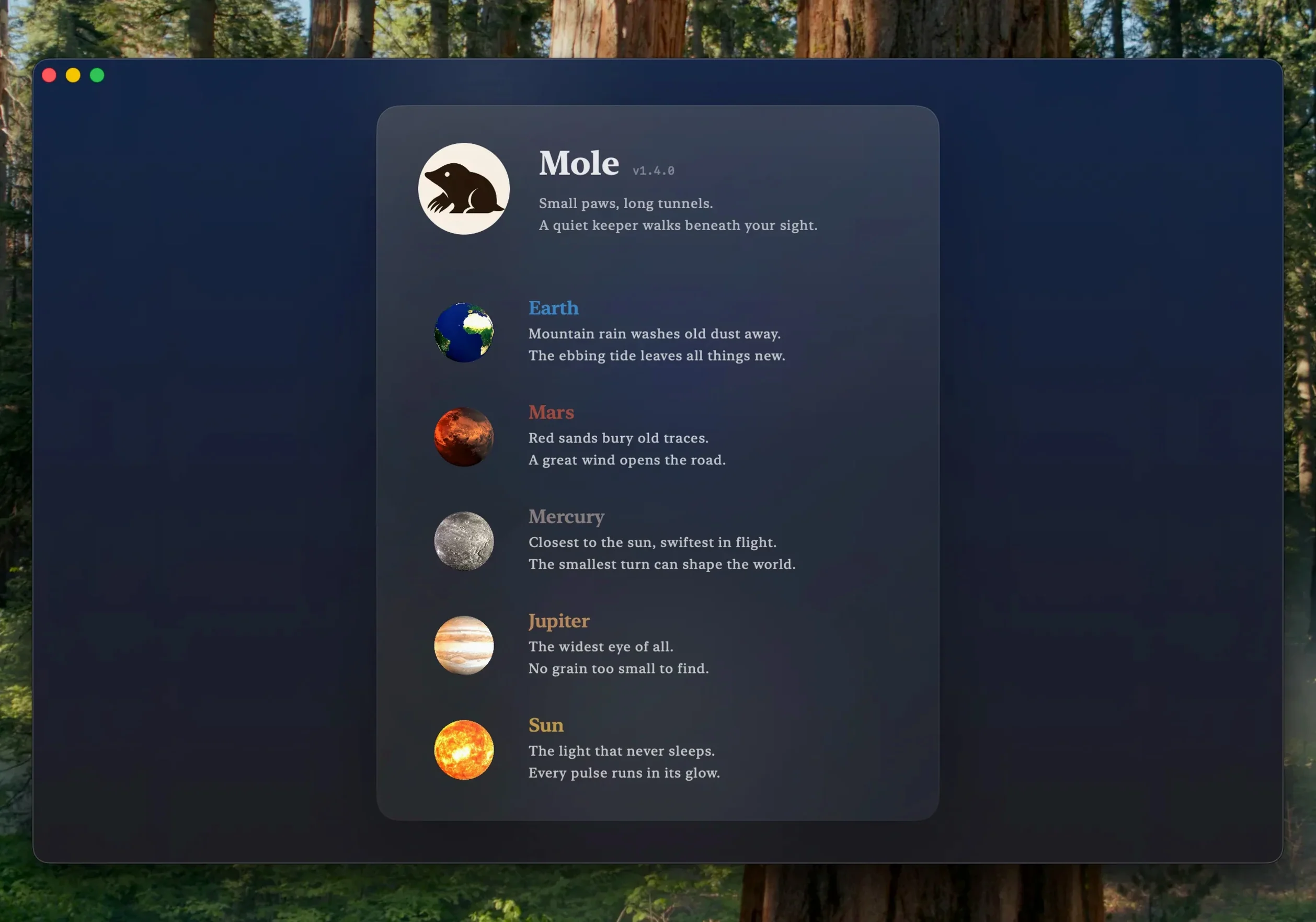 Mole — closer look 6 Mole view 6 on macOS