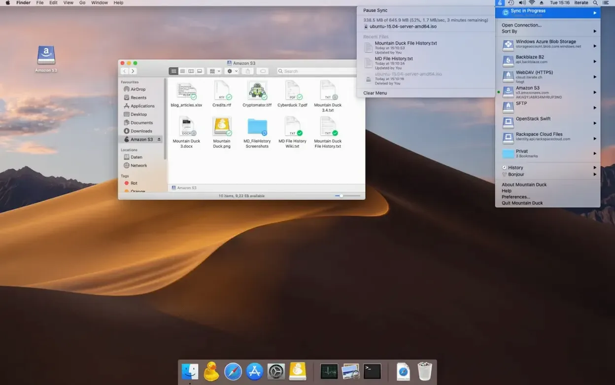Mountain Duck — closer look 2 Mountain Duck view 2 on macOS