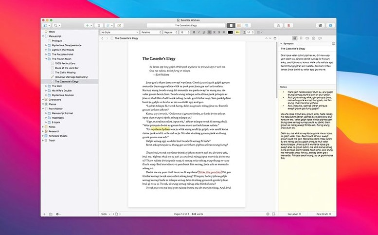 Scrivener showcase 1 scrivener torrent, main view