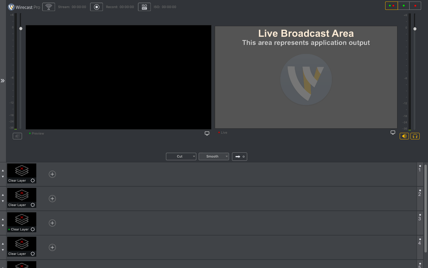 Wirecast Pro showcase 1 wirecast, main view